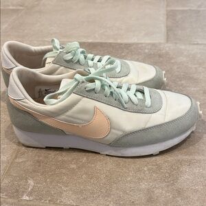 Mint green with peach swoosh Nike Sneakers